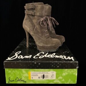 SAM EDELMAN 'Vancouver' High Heel Suede Platform Lace-up Boots - STOMP!